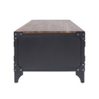 Table basse et table d'appoint de rangement en acier noyer foncé de style rustique