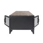 Table basse et table d'appoint de rangement en acier noyer foncé de style rustique