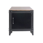 Table basse et table d'appoint de rangement en acier noyer foncé de style rustique
