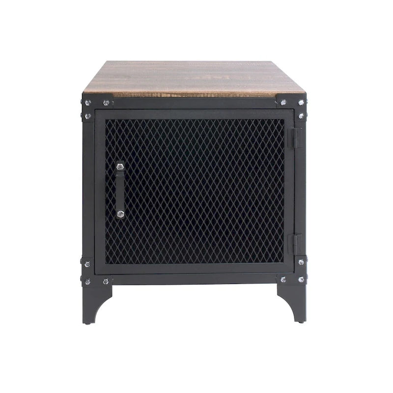 Table basse et table d'appoint de rangement en acier noyer foncé de style rustique