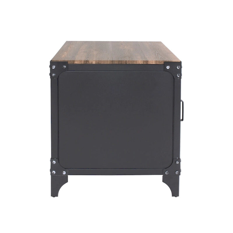 Table basse et table d'appoint de rangement en acier noyer foncé de style rustique