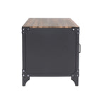 Table basse et table d'appoint de rangement en acier noyer foncé de style rustique