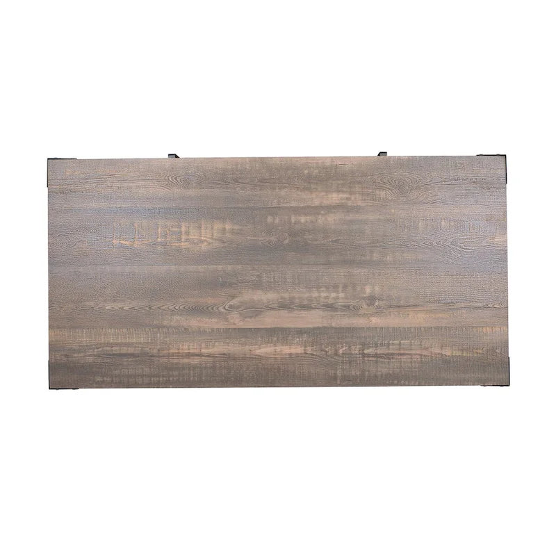 Table basse et table d'appoint de rangement en acier noyer foncé de style rustique