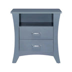Table d'appoint avec 2 tiroirs et un compartiment ouvert, Gris