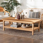 Minahasa Bohemian Light Honey Braided Rattan Coffee Table