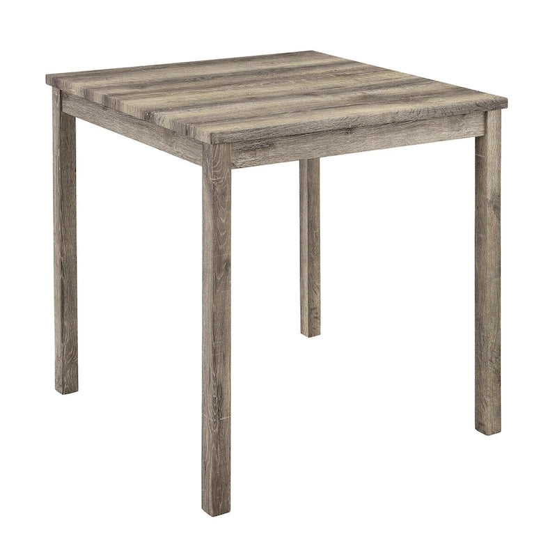 Table carrée en bois massif avec quatre chaises de salle à manger rembourrées