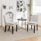Lot de 2 chaises de salle à manger modernes, chaises de cuisine et de salle à manger rembourrées avec pieds en bois massif, chaises en tissu de lin capitonné