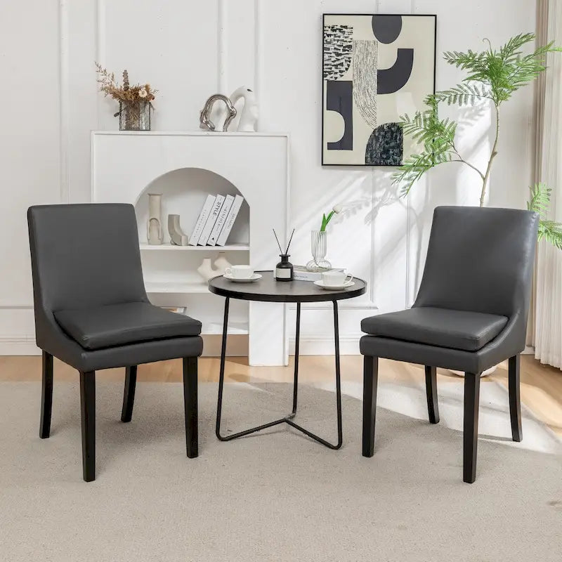 Lot de 2 chaises de salle à manger modernes, chaises de cuisine et de salle à manger rembourrées avec pieds en bois massif, chaises en tissu de lin capitonné