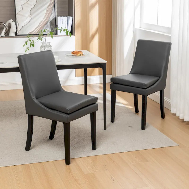Lot de 2 chaises de salle à manger modernes, chaises de cuisine et de salle à manger rembourrées avec pieds en bois massif, chaises en tissu de lin capitonné