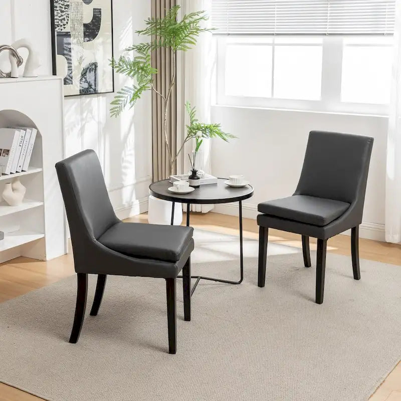 Lot de 2 chaises de salle à manger modernes, chaises de cuisine et de salle à manger rembourrées avec pieds en bois massif, chaises en tissu de lin capitonné