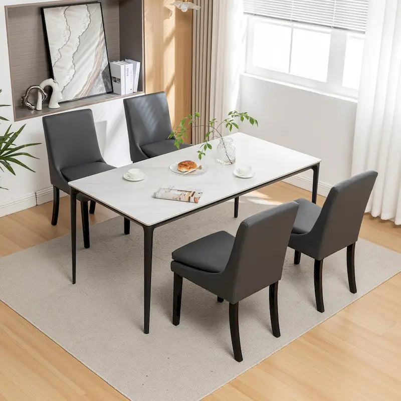 Lot de 2 chaises de salle à manger modernes, chaises de cuisine et de salle à manger rembourrées avec pieds en bois massif, chaises en tissu de lin capitonné