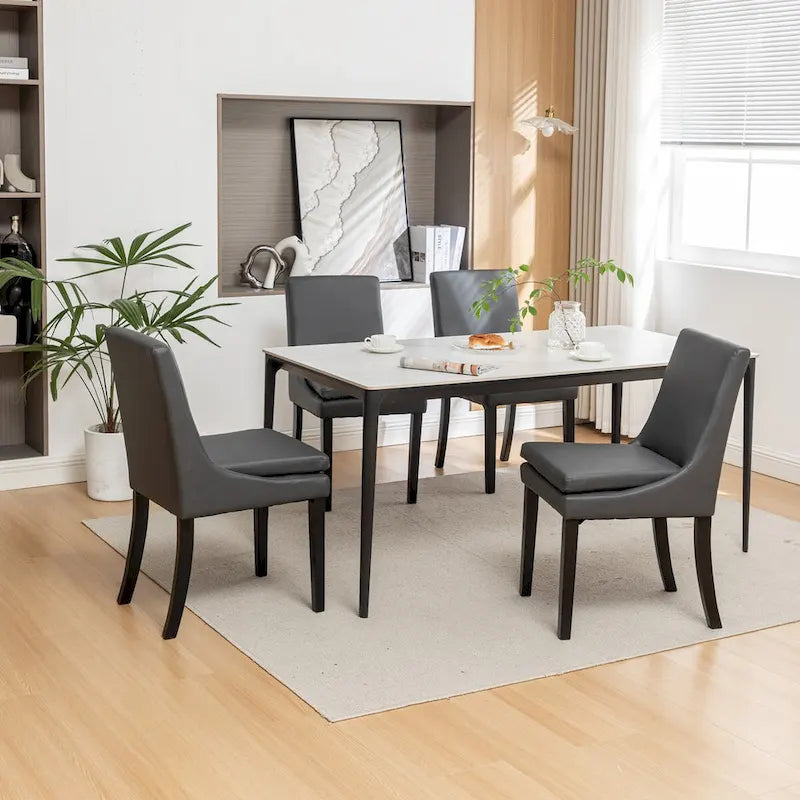 Lot de 2 chaises de salle à manger modernes, chaises de cuisine et de salle à manger rembourrées avec pieds en bois massif, chaises en tissu de lin capitonné