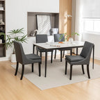 Lot de 2 chaises de salle à manger modernes, chaises de cuisine et de salle à manger rembourrées avec pieds en bois massif, chaises en tissu de lin capitonné