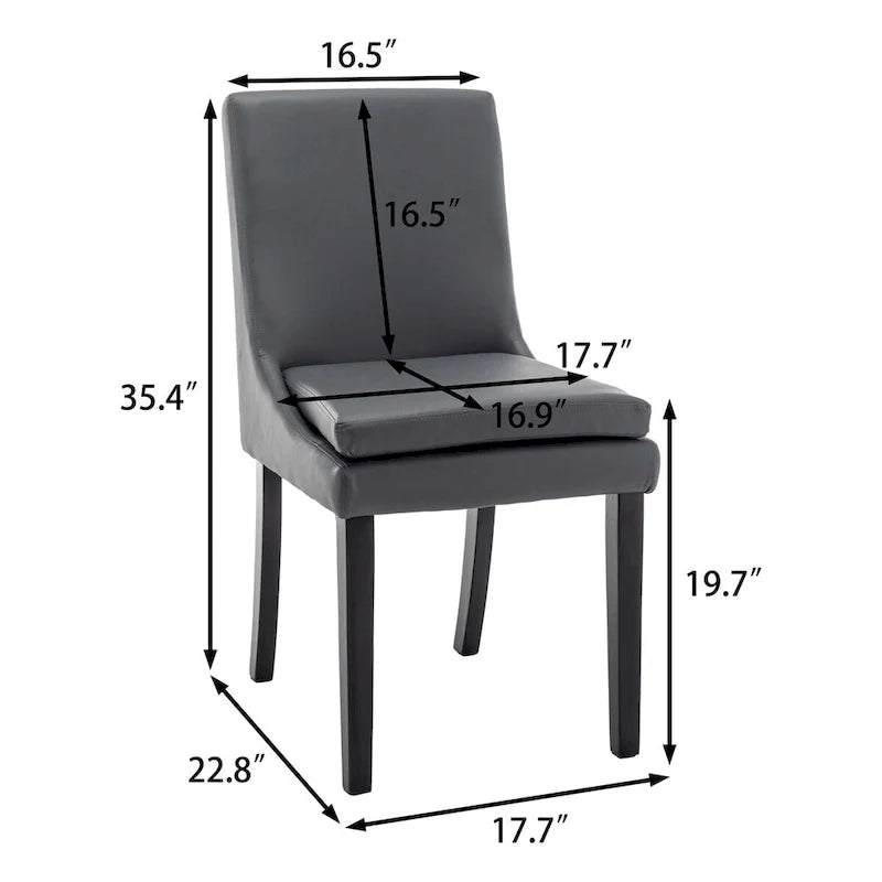 Lot de 2 chaises de salle à manger modernes, chaises de cuisine et de salle à manger rembourrées avec pieds en bois massif, chaises en tissu de lin capitonné