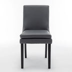 Lot de 2 chaises de salle à manger modernes, chaises de cuisine et de salle à manger rembourrées avec pieds en bois massif, chaises en tissu de lin capitonné
