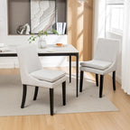 Lot de 2 chaises de salle à manger modernes, chaises de cuisine et de salle à manger rembourrées avec pieds en bois massif, chaises en tissu de lin capitonné