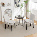 Lot de 2 chaises de salle à manger modernes, chaises de cuisine et de salle à manger rembourrées avec pieds en bois massif, chaises en tissu de lin capitonné