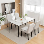 Lot de 2 chaises de salle à manger modernes, chaises de cuisine et de salle à manger rembourrées avec pieds en bois massif, chaises en tissu de lin capitonné