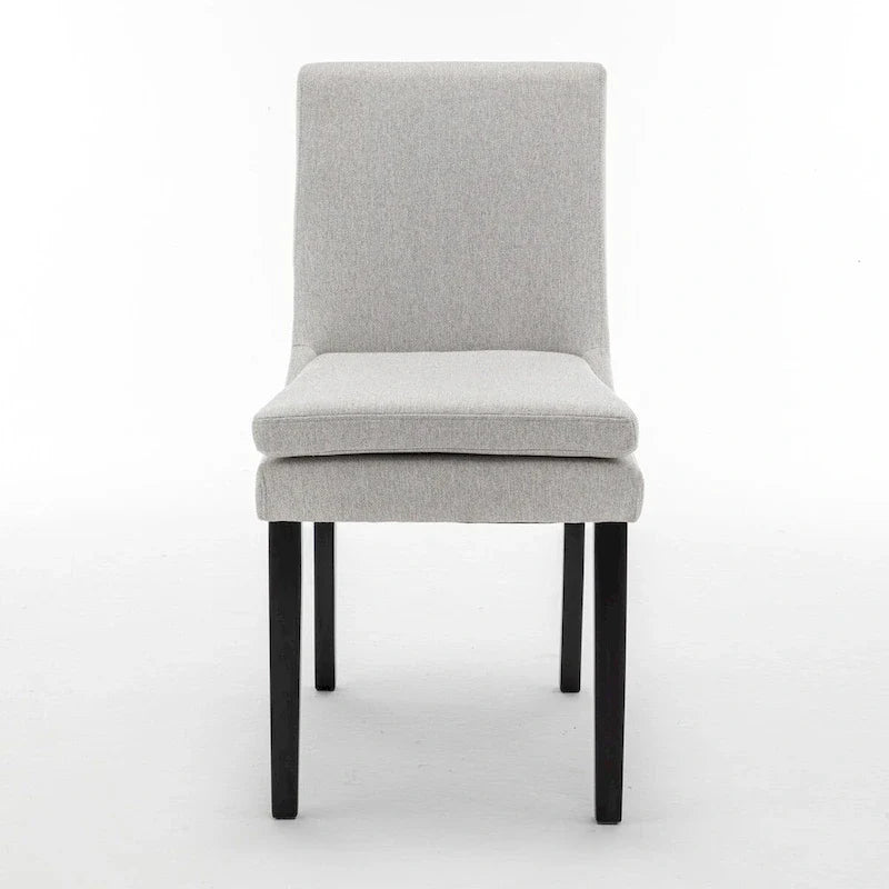 Lot de 2 chaises de salle à manger modernes, chaises de cuisine et de salle à manger rembourrées avec pieds en bois massif, chaises en tissu de lin capitonné