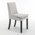Lot de 2 chaises de salle à manger modernes, chaises de cuisine et de salle à manger rembourrées avec pieds en bois massif, chaises en tissu de lin capitonné