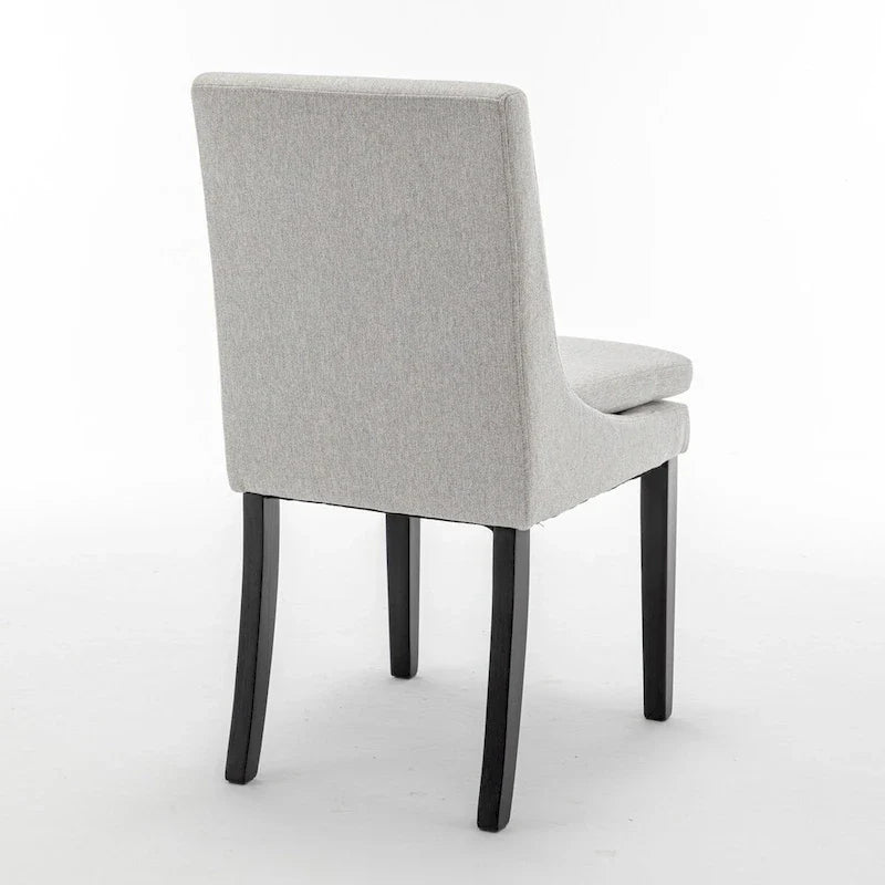Lot de 2 chaises de salle à manger modernes, chaises de cuisine et de salle à manger rembourrées avec pieds en bois massif, chaises en tissu de lin capitonné