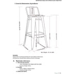 Lot de 2 tabourets de bar Josephine de 30 po en métal et bois à hauteur de comptoir - WyndenHall : Hauteur fixe