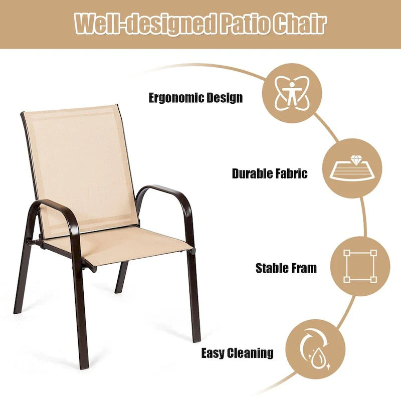 Costway Lot de 4 chaises de jardin et de terrasse avec accoudoirs – Voir détails