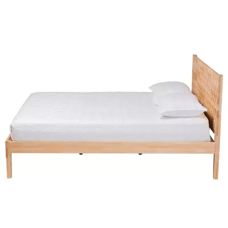 Lit plateforme sculpté en nid d'abeille Hosea Baxton Studio, couleur naturelle