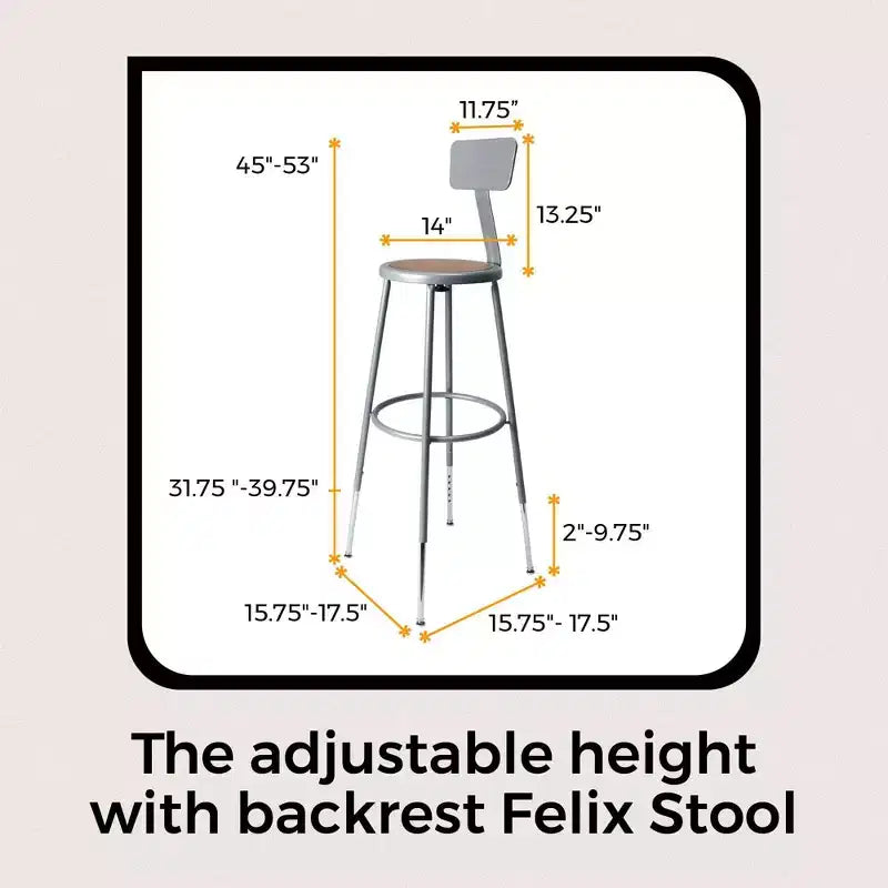 Tabouret en acier avec dossier collection Felix Hampden Furnishings 32-39 po