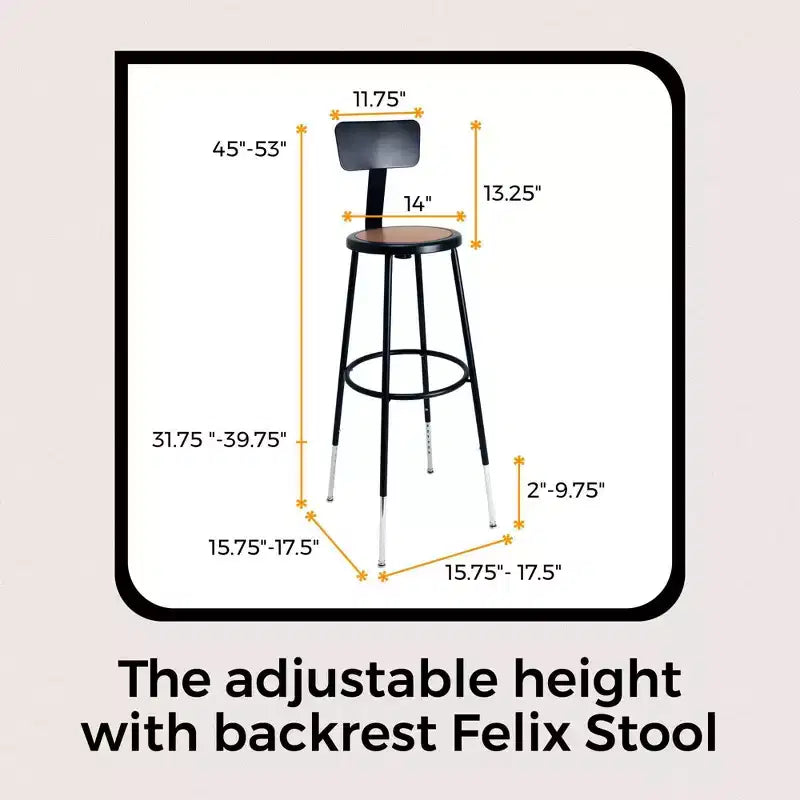 Tabouret en acier avec dossier collection Felix Hampden Furnishings 32-39 po