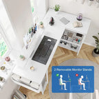 Bureau d'angle moderne avec prises de courant et éclairage LED