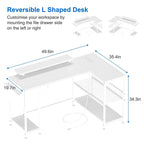 Bureau d'angle moderne avec prises de courant et éclairage LED