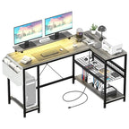 Bureau d'angle moderne avec prises de courant et éclairage LED