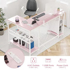 Bureau d'angle moderne avec prises de courant et éclairage LED