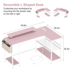 Bureau d'angle moderne avec prises de courant et éclairage LED