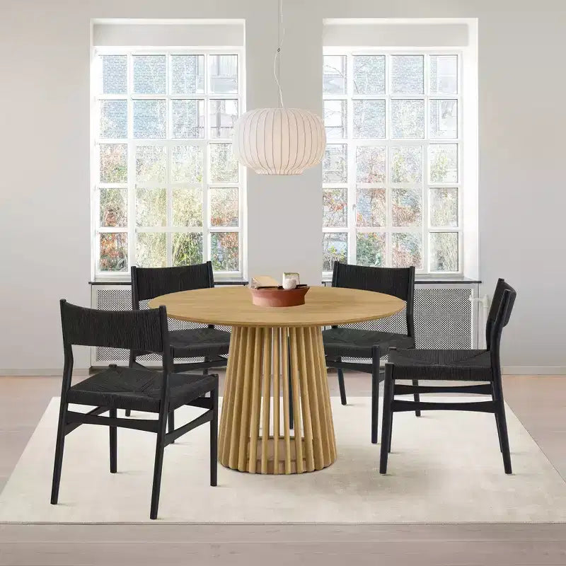 Armen Living – Lot de 2 chaises de salle à manger Erie en corde de papier tressée et bois