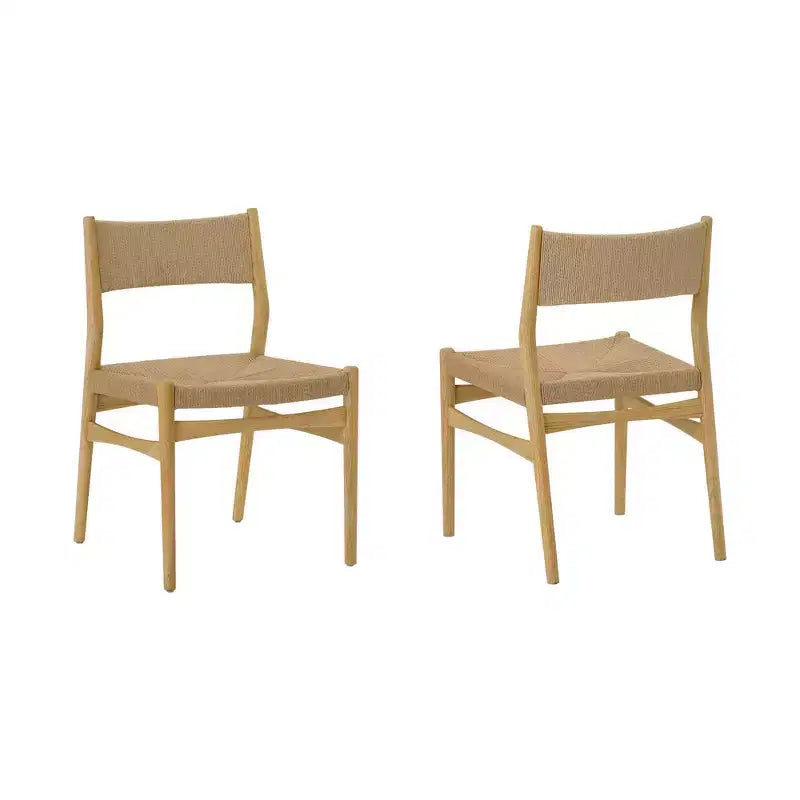 Armen Living – Lot de 2 chaises de salle à manger Erie en corde de papier tressée et bois