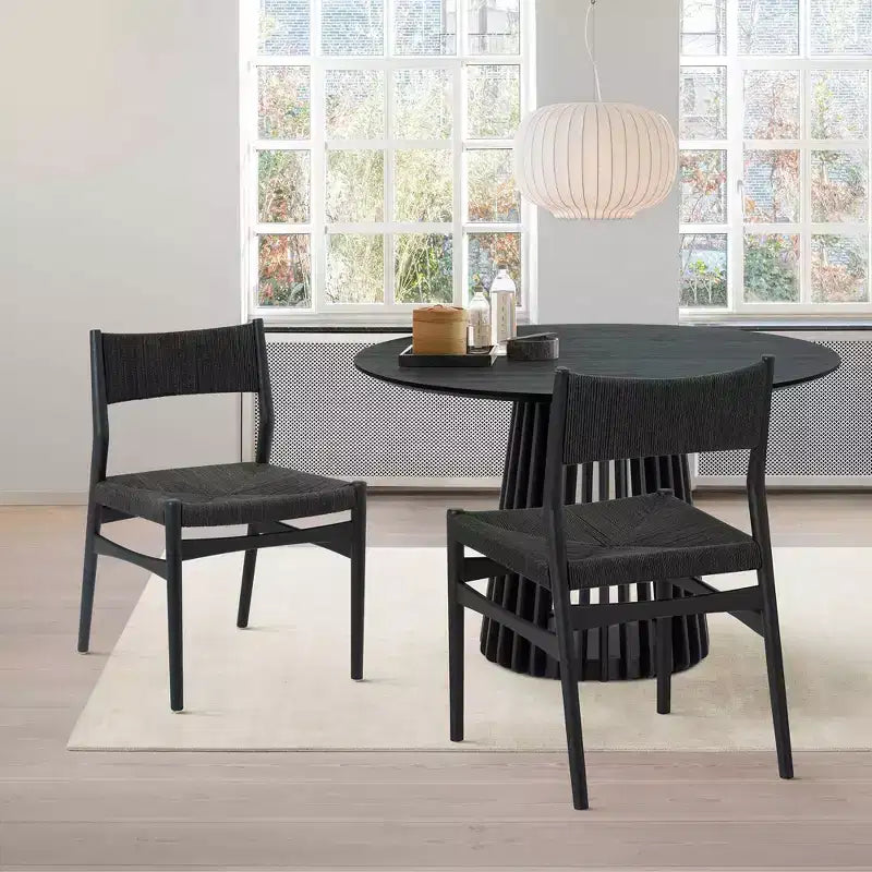 Armen Living – Lot de 2 chaises de salle à manger Erie en corde de papier tressée et bois