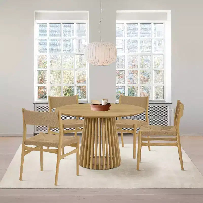 Armen Living – Lot de 2 chaises de salle à manger Erie en corde de papier tressée et bois