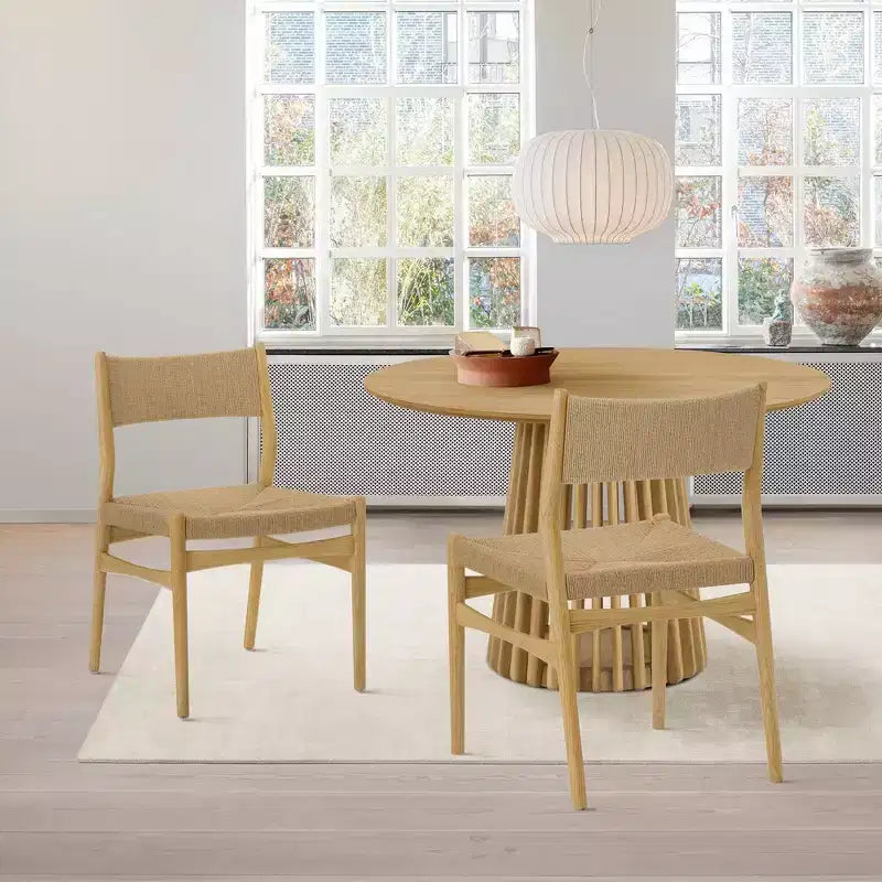 Armen Living – Lot de 2 chaises de salle à manger Erie en corde de papier tressée et bois