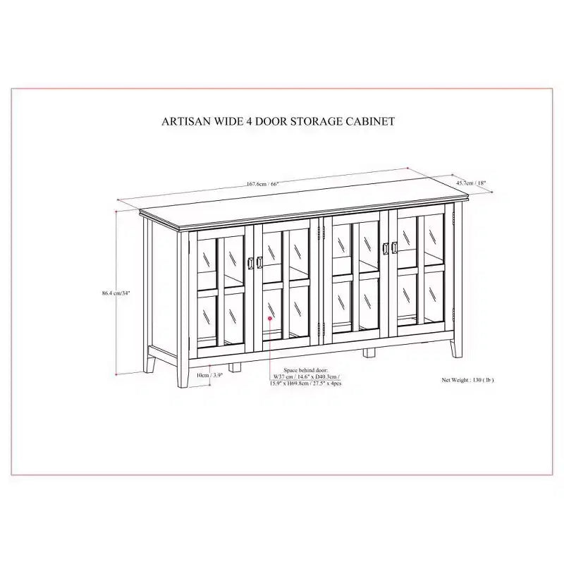 Armoire de rangement à 4 portes Stratford Wide - WyndenHall