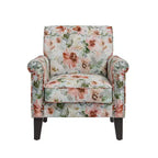 Fauteuil d'appoint traditionnel à accoudoirs roulés Handy Living Janet avec clous en étain et motif floral