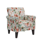 Fauteuil d'appoint traditionnel à accoudoirs roulés Handy Living Janet avec clous en étain et motif floral