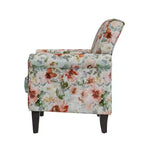 Fauteuil d'appoint traditionnel à accoudoirs roulés Handy Living Janet avec clous en étain et motif floral