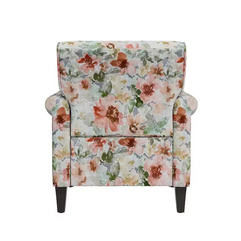 Fauteuil d'appoint traditionnel à accoudoirs roulés Handy Living Janet avec clous en étain et motif floral