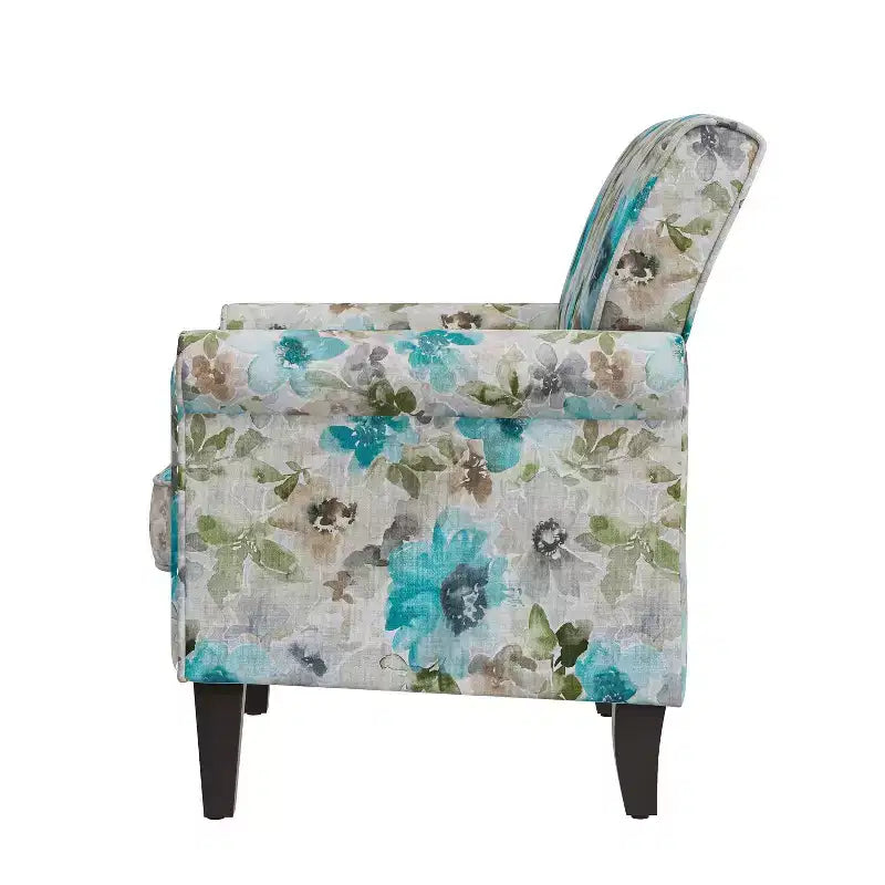 Fauteuil d'appoint traditionnel à accoudoirs roulés Handy Living Janet avec clous en étain et motif floral