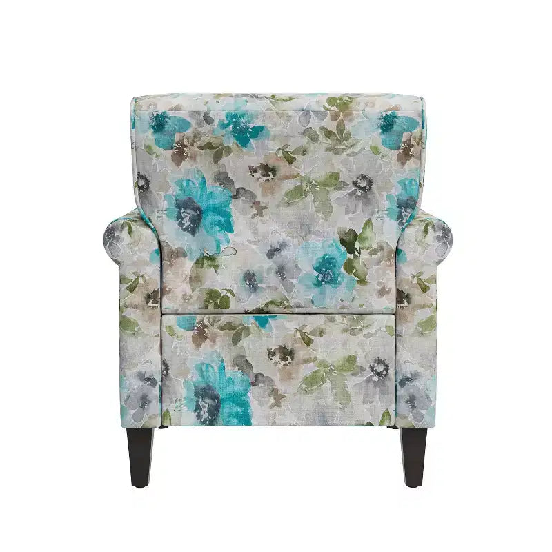 Fauteuil d'appoint traditionnel à accoudoirs roulés Handy Living Janet avec clous en étain et motif floral