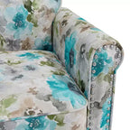 Fauteuil d'appoint traditionnel à accoudoirs roulés Handy Living Janet avec clous en étain et motif floral