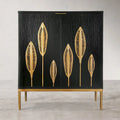 Buffet Mid-century Modern à 2 portes - Meuble d'appoint or antique avec étagère de rangement pour salon/salle à manger