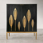 Buffet Mid-century Modern à 2 portes - Meuble d'appoint or antique avec étagère de rangement pour salon/salle à manger